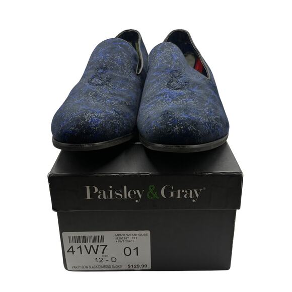 PAISLEY & GRAY Party Bow Velvet Spackle Formal Loafers Navy Blue Sz 12 - Picture 3 of 12